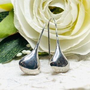 Sterling Silver Teardrop Dangle Earrings Minimalist Style Fashion Jewelry